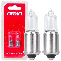 AMiO Żarówki halogenowe h6w 12v 6w bax9s 2szt. blister amio-03355