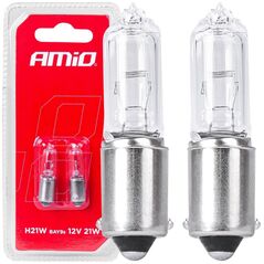 AMiO Żarówki halogenowe h21w 12v 21w bay9s white 2szt. blister amio-03357