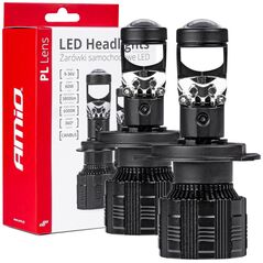 AMiO Żarówki samochodowe led seria pl lens h4/h19 soczewka 6000k canbus amio-03667