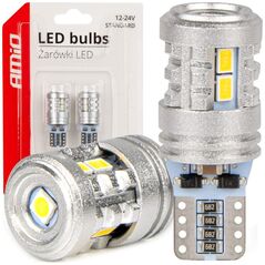 AMiO Żarówki led standard t10 w5w 6x3020 + 1x3030 smd white 12v 24v amio-03718