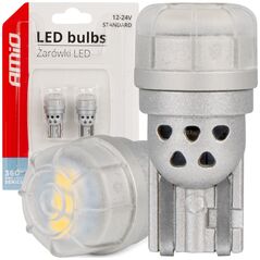 AMiO Żarówki led 360 pure light series standard t10 w5w 3x3020 smd white 12v 24v amio-03725