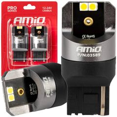 AMiO Żarówki led canbus pro series 7440 w21w 4x3030 smd white 12v 24v amio-03589