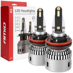 AMiO Żarówki samochodowe led seria k3 h8 h9 h11 h16 12v 6000k canbus amio-03686