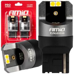 AMiO Żarówki led canbus pro wy21w 4x3030 smd pomarańczowe 12v 24v amio-03590