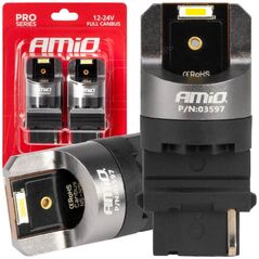 AMiO Żarówki led full canbus pro series p27w t25 2x1860smd białe 12v 24v amio-03597