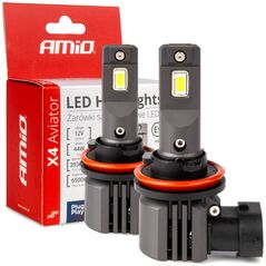 AMiO Żarówki samochodowe led seria x4 aviator h8 h9 h11 h16 6500k canbus amio-03765