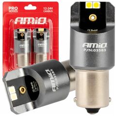 AMiO Żarówki led canbus seria pro ba15s p21w 4x3030 smd białe 12v 24v amio-03583