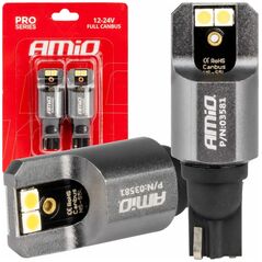AMiO Żarówki led full canbus pro t15 w16w 4x3030 smd białe 12v 24v amio-03581