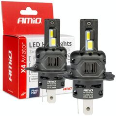 AMiO Żarówki samochodowe led seria x4 aviator h4/h19 6500k canbus amio-03763