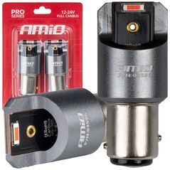 AMiO Żarówki led full canbus pro p21/5w 2x1860 smd czerwone 12v 24v amio-03596