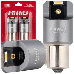 AMiO Żarówki led full canbus pro py21w 2x1860 smd pomarańczowe 12v 24v amio-03594