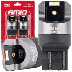 AMiO Żarówki led full canbus pro w21/5w 2x1860 smd białe 12v 24v amio-03601