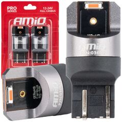AMiO Żarówki led full canbus pro w21/5w 2x1860 smd czerwone 12v 24v amio-03602