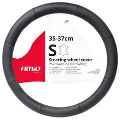 AMiO Pokrowiec skórzany nakładka na kierownicę samochodową S 35-37cm SWC-48-S AMIO-03545