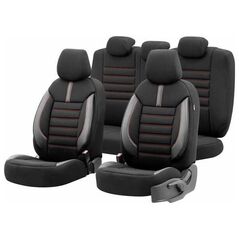AMiO Komplet pokrowców na fotele samochodowe OTOM LIMITED 101 BLACK/RED 3-ZIP