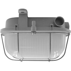 Lampa sufitowa Orno OVAL 7040T, oprawa oświetleniowa, 40W, E27, IP44, IK10, klosz poliwęglan matowy, podstawa polipropylen, siatka metalowa, szara
