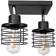 Lampa sufitowa Orno ISLA oprawa ścienno-sufitowa, moc max. 2x60W, E27, czarna, podstawa kwadrat