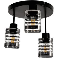 Lampa sufitowa Orno SIENA 3P E27, oprawa ścienno-sufitowa, max. 3x60W, czarna, podstawa okrągła, stałe głowice lampy, różne poziomy