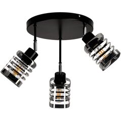 Lampa sufitowa Orno SIENA 3P E27, oprawa ścienno-sufitowa, max. 3x60W, czarna, podstawa okrągła, ruchome głowice lampy, różne poziomy