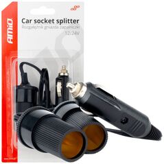 AMiO Rozgałęźnik rozdzielacz gniazda zapalniczki samochodowej 12v 24v amio-03801