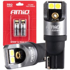 AMiO Żarówki led full canbus pro t10 w5w 4x3030 smd białe 12v 24v amio-03580