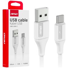 Kabel do ładowania samochodów AMiO Kabel do ładowania usb-a - usb-c 3a 100cm fulllink amio-03917
