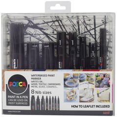 Posca Marker Uni Posca Black Set - med 8 ass. størrelser 13800358 5012788011876