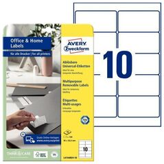 AVERY AVERY Zweckform Universal-Etiketten, 96 x 50,8 χιλιοστά, weiß wiederablösbar, mit umlaufendem Rand, FSC zerzifiziert - 1 Stück (L4744REV-10) 13802110 4004180000000