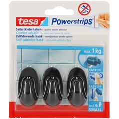 Tesa HACZYKI SAMOPRZYLEP.POWERSTRIPS 3 SZT.OWALNE MAŁE,CZARNE