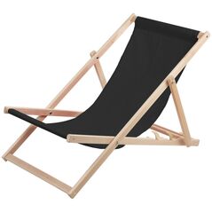 vidaXL Leżak plażowy, drewniany czarny