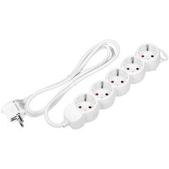 Orno Przedłużacz 5-krotny 2P+Z (Schuko), 1,5m H05VV-F 3x1,5mm2, Imax=16A, płaska wtyczka, biały