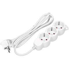 Orno Przedłużacz 3-krotny 2P+Z (Schuko), 5m H05VV-F 3x1,5mm2, Imax=16A, płaska wtyczka, biały