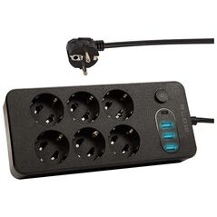 Blow 98-210# Przedłużacz sieciowy ps-620 6-gniazd 3xusb 1xusb-c 2m czarny 2x1mm