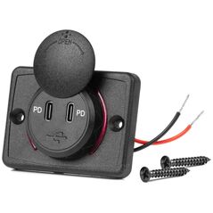 Ładowarka AMiO Ładowarka samochodowa z gniazdami usb wodoodporna kwadratowa 2x usb-c 12v 24v amio-04232