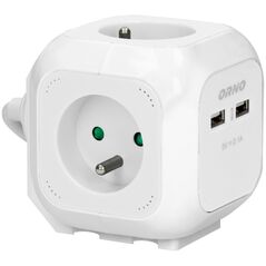 Orno Przedłużacz 4 krotny 2P+Z, ładowarka 2xUSB, 1,4m H05VV-F 3x1mm2, biały