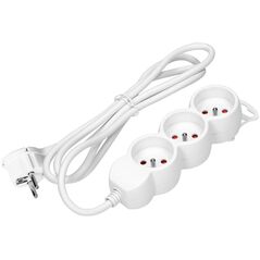 Orno Przedłużacz 3-krotny 2P+Z, 1,5m H05VV-F 3x1,5mm2 , Imax=16A, płaska wtyczka, biały