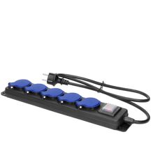 Listwa zasilająca Orno Przedłużacz warsztatowy bryzgoszczelny z wyłącznikiem, 5 gniazd 2P+Z, IP44, przewód gumowy, H05RR-F 3x1,5mm?, długość 3m