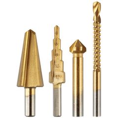 Wiertła stopniowe 4-12 mm, rozwiertak 12,4 mm, frezowiertło 6x90 mm, pogłębiacz stożkowy 8-20 mm,TiN