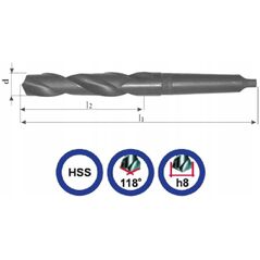 Wiertło 9,6 NWKc DIN 345 RN walc 168-87 HSS pas chwyt MK1