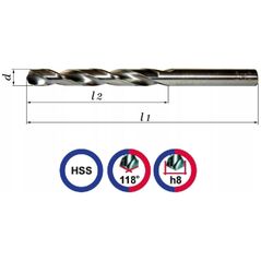 Wiertło do metalu Baildon DIN 338 RN NWKa 19,5 mm, HSS (S), 205-140 mm