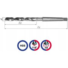 Wiertło do metalu Baildon DIN 345 RN NWKc 23 mm, HSS (S), 253-155 mm (chwyt MK2)