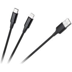 Kabel wtyk USB A - wtyk USB C/ wtyk lightningh (2w1) 1m