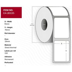 Label 76 x 76mm, Core 19mm,
