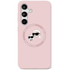Etui Karl Lagerfeld Silicone Double       Heads And Circle MagSafe Samsung Galaxy S25 Plus różowy