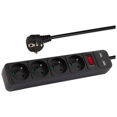 Blow 98-779# Przedłużacz sieciowy pr-470wsp/usb 4-gniazda+usb z uziemieniem+wyłącznik 5m czarny 3x1,5mm