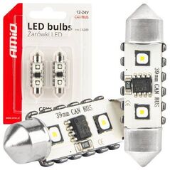 Żarówki LED CANBUS Festoon C5W 2SMD 3838 39mm White 12V 24V AMIO-04249