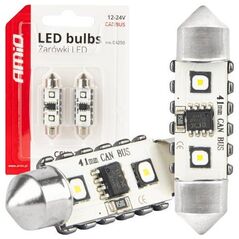 Żarówki LED CANBUS Festoon C5W 2SMD 3838 41mm White 12V 24V AMIO-04250