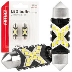 Żarówki LED CANBUS Festoon C5W 12SMD 2016 36mm White 12V 24V AMIO-04236