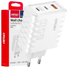 Ładowarka sieciowa Quick Charge 65W USB-A + 2x USB-C AMIO-04289