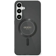 Guess Rhinestones Printed Classic Logo MagSafe Samsung Galaxy S25 case black